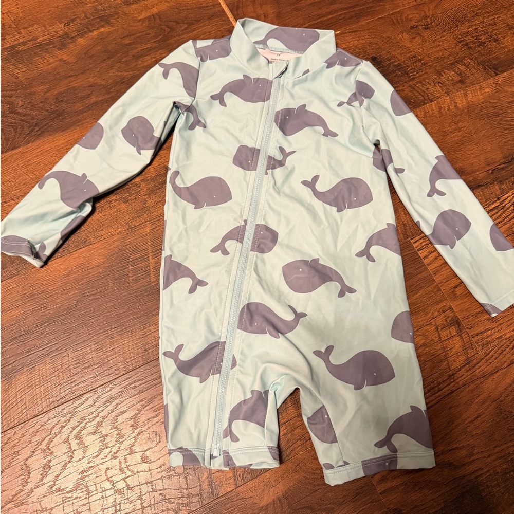 Whale Print Kids Swim Rashguard